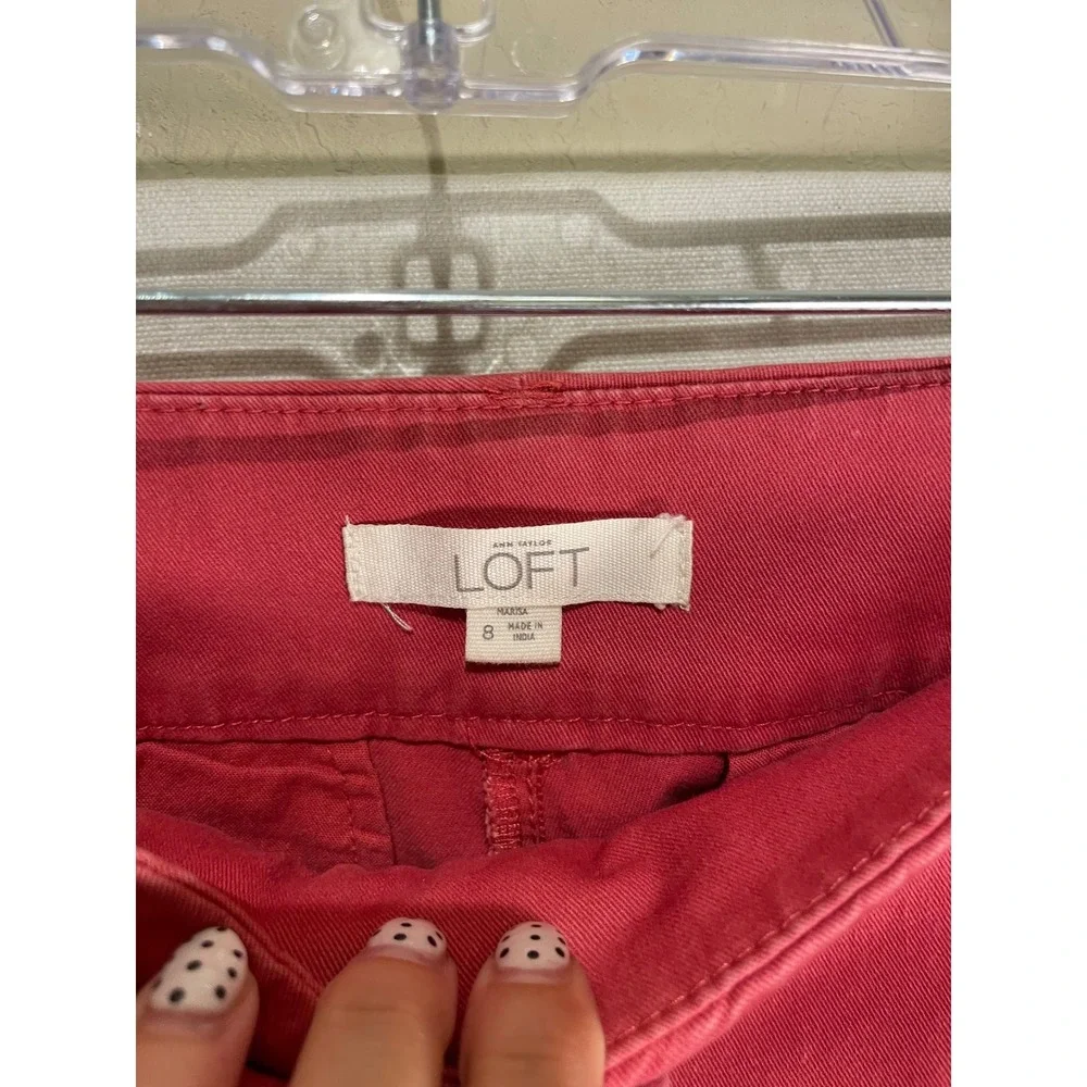 Ann‎ Taylor Loft Marisa Fit Pants Red Coral Straight Leg Chino Trousers Womens 8